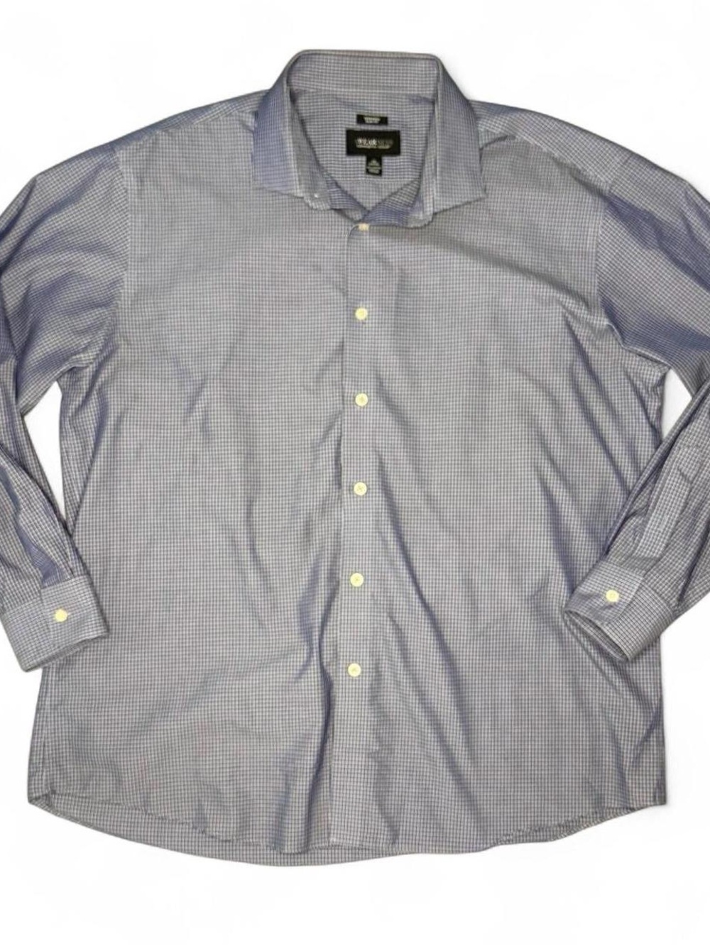 Awearness Kenneth Cole blue check slim fit dress shirt 18 34/35- business casual